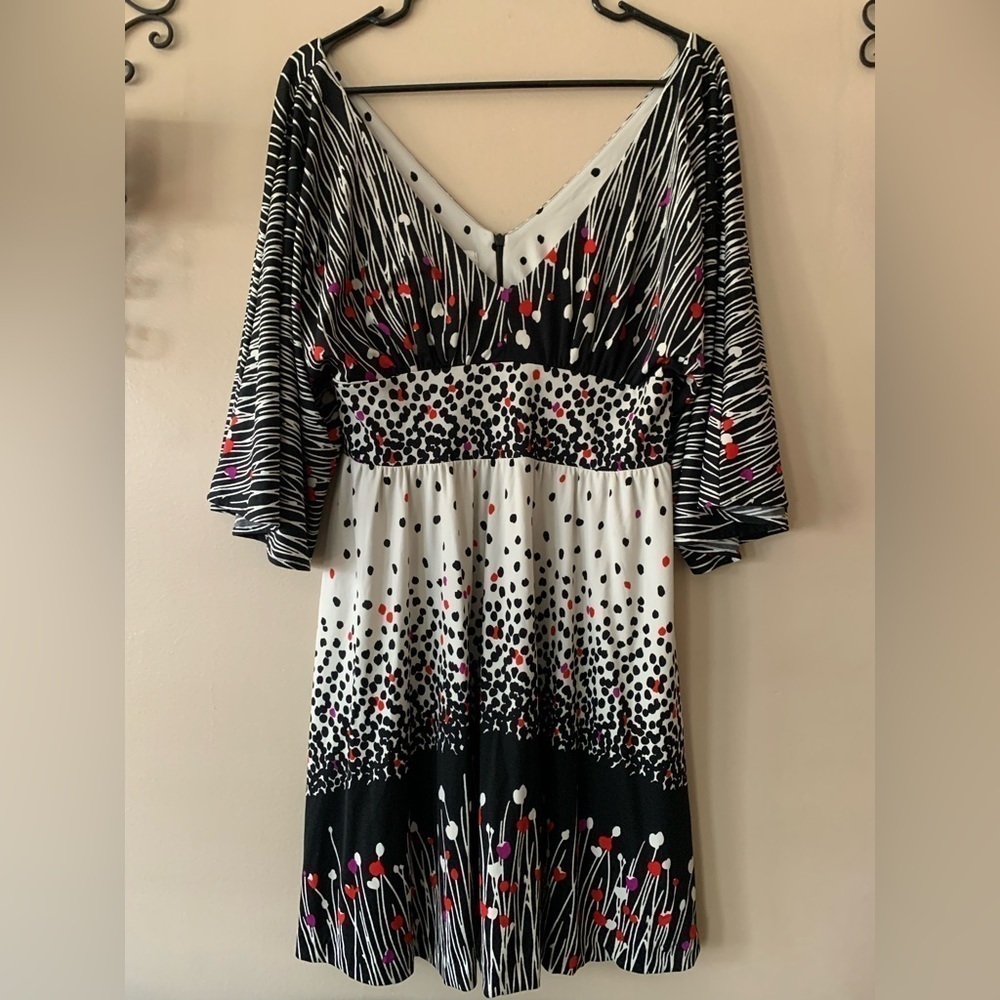 Tibi Cat Flower Fit & Flare Flowy Floral and Polka Dot Dress Size Medium